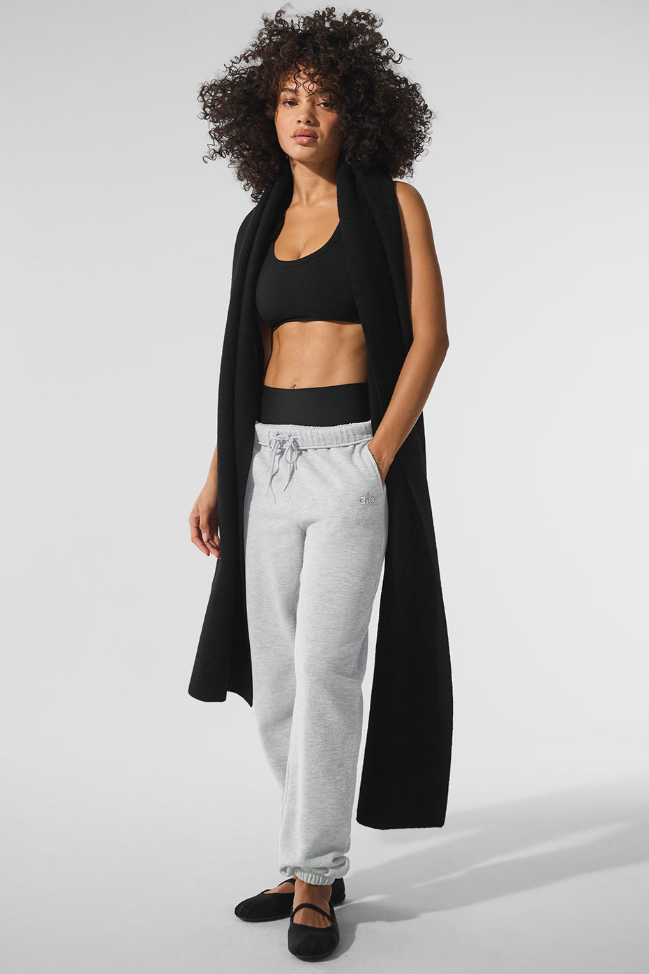 Merino Wool Oversized Scarf - Black — photo 1