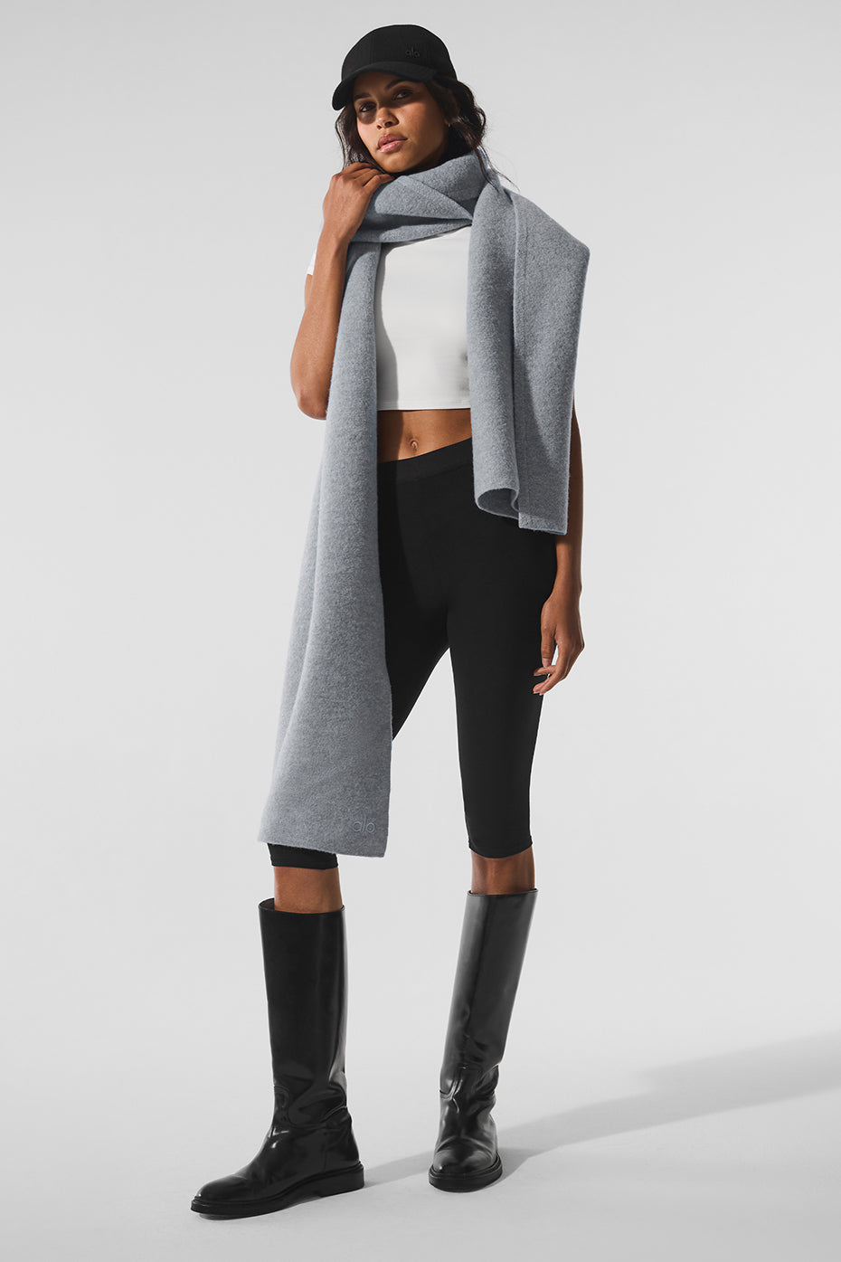 Merino Wool Oversized Scarf - Hazy Heather Grey — photo 3