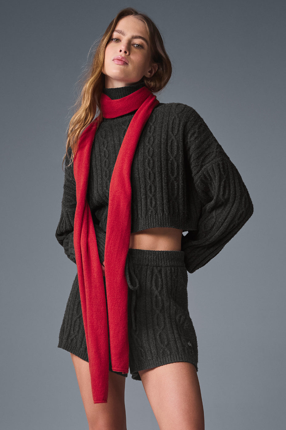 Cashmere Light Frosted Scarf - Red Ribbon — photo 1