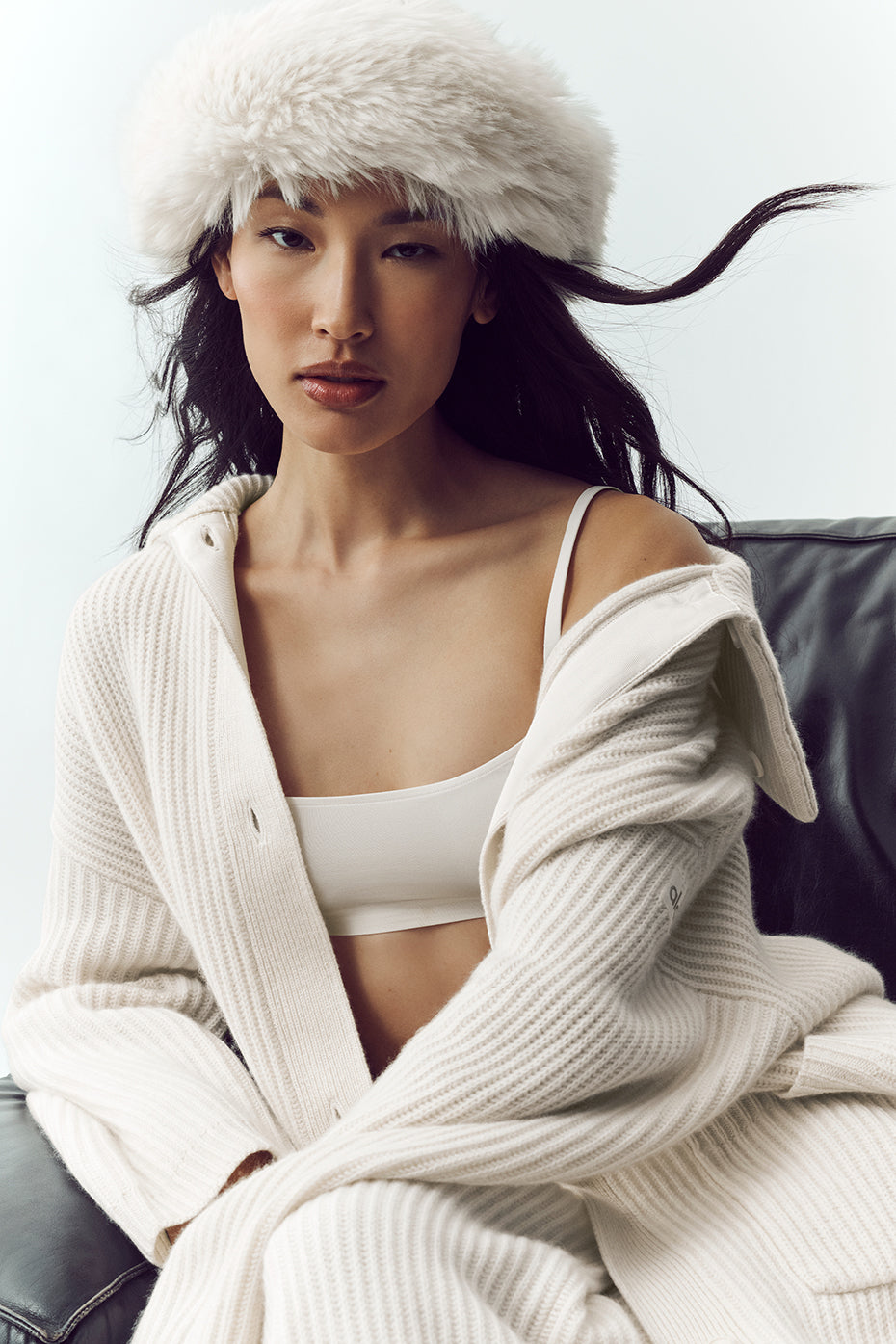Courchevel Cashmere Faux Fur Beanie - Ivory — photo 1