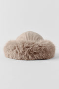 Courchevel Cashmere Faux Fur Beanie - Oat Heather — photo 2