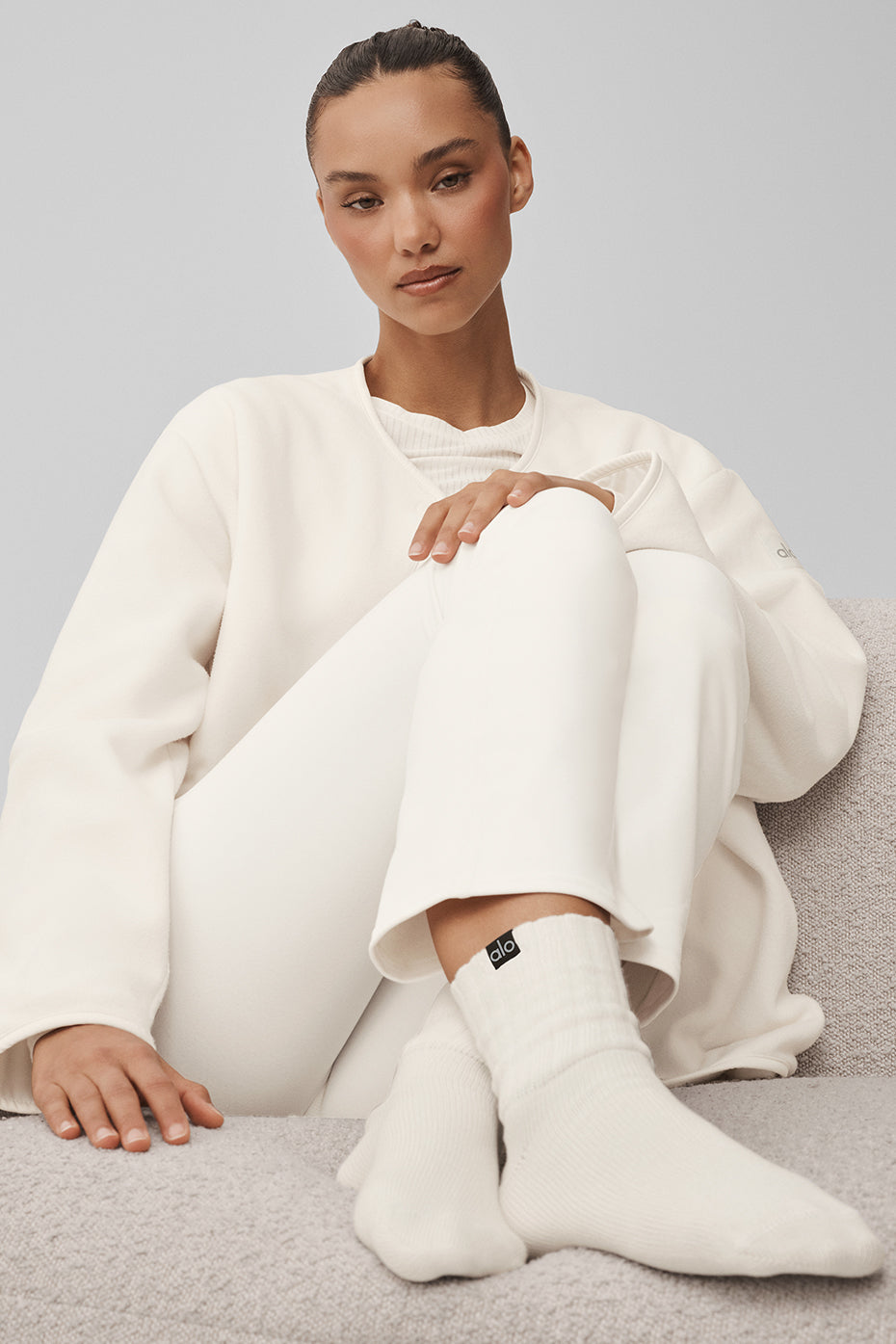 Unisex Half-Crew Scrunch Sock - Ivory — photo 2