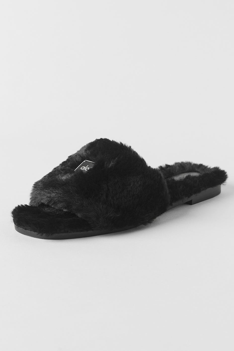 ALO Classico Faux Fur Sandal - Black — photo 1