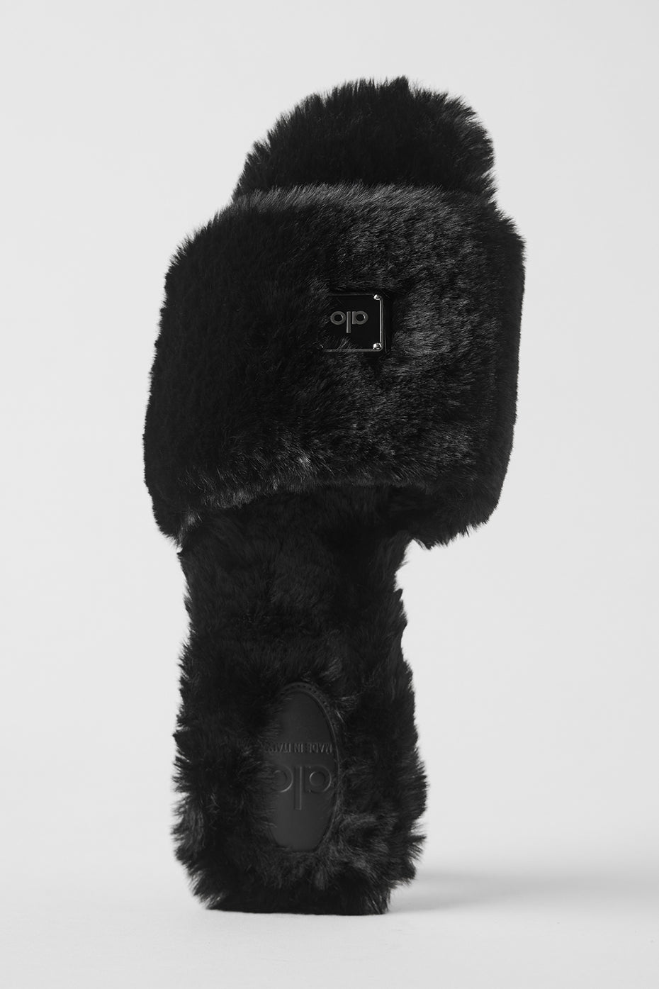 ALO Classico Faux Fur Sandal - Black — photo 3
