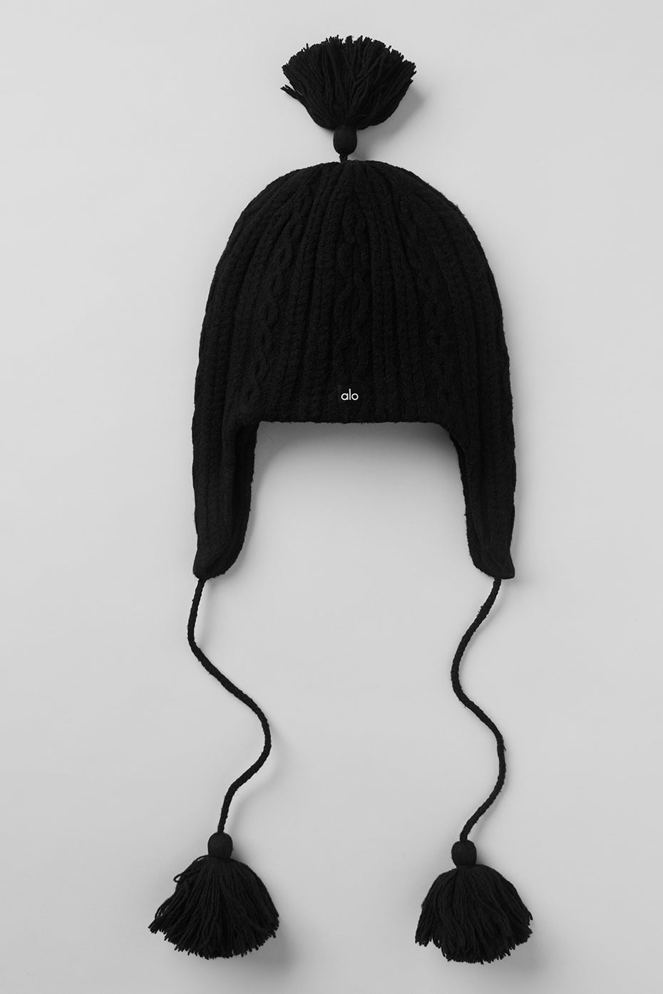Cable Knit Winter Bliss Earflap Beanie - Black — photo 1