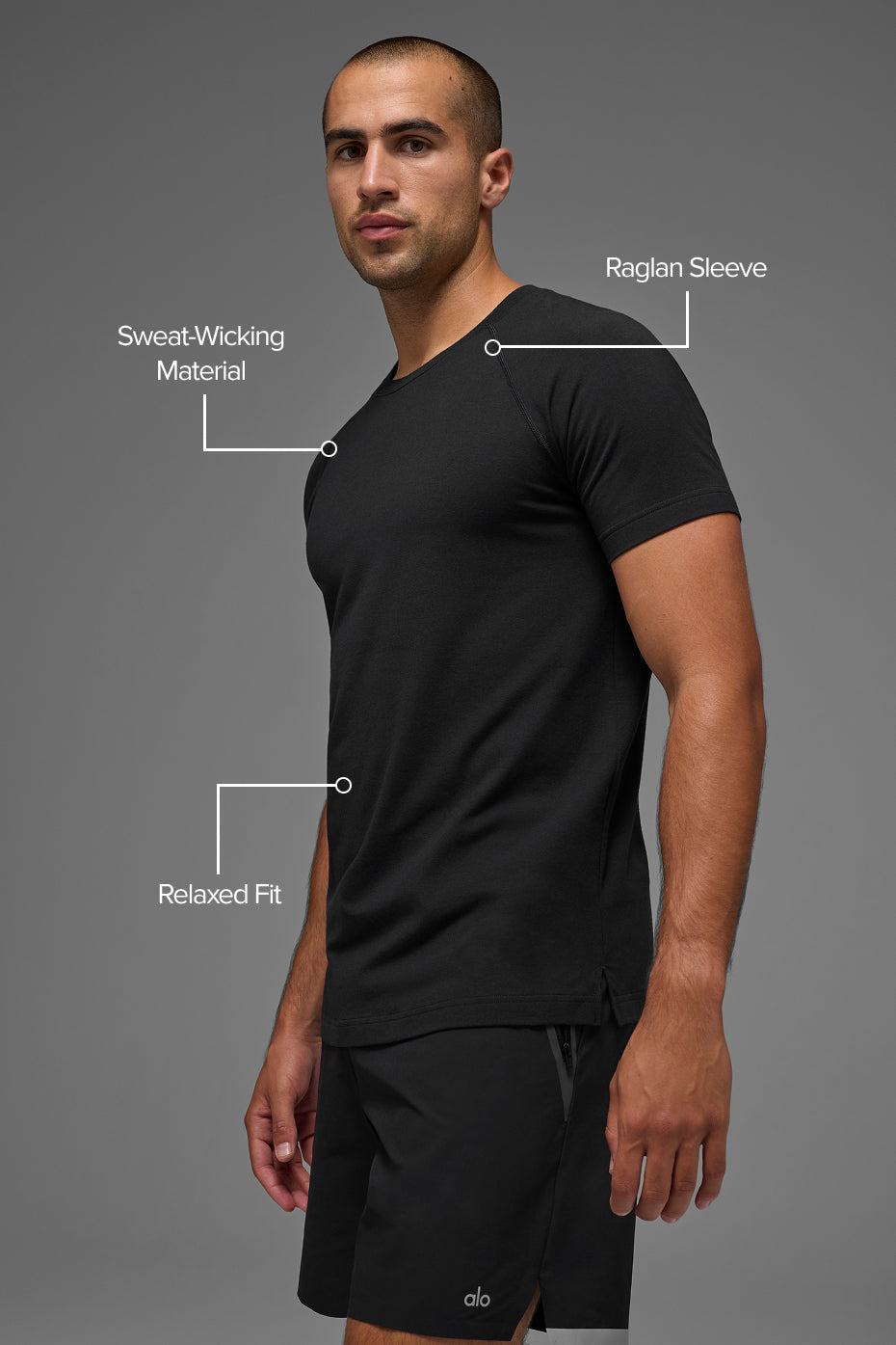 ALO Vapor Crewneck Short Sleeve - Black — photo 2