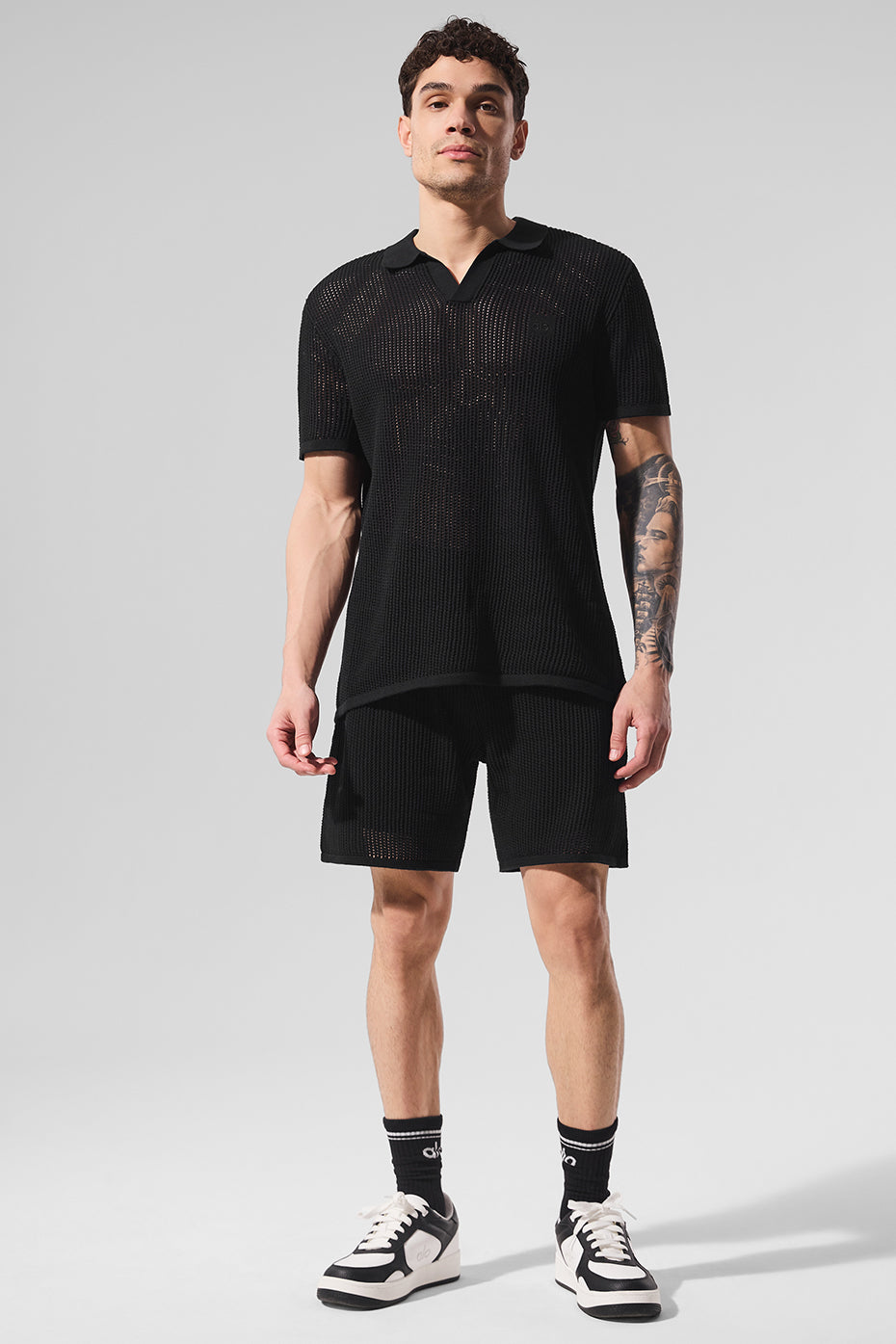 Open-Knit Polo - Black — photo 1
