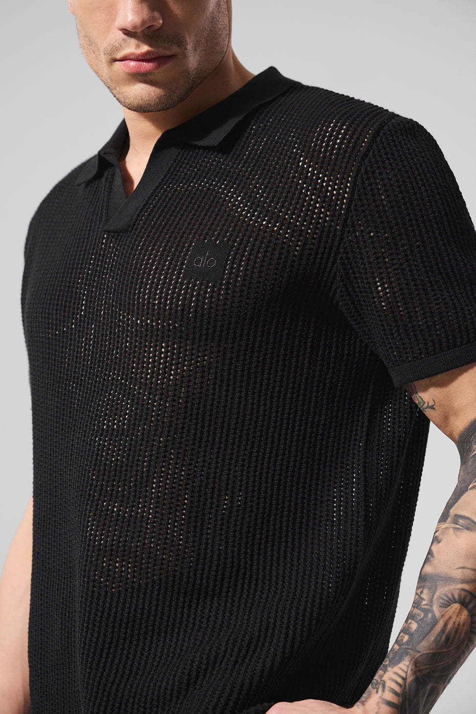 Open-Knit Polo - Black — photo 2