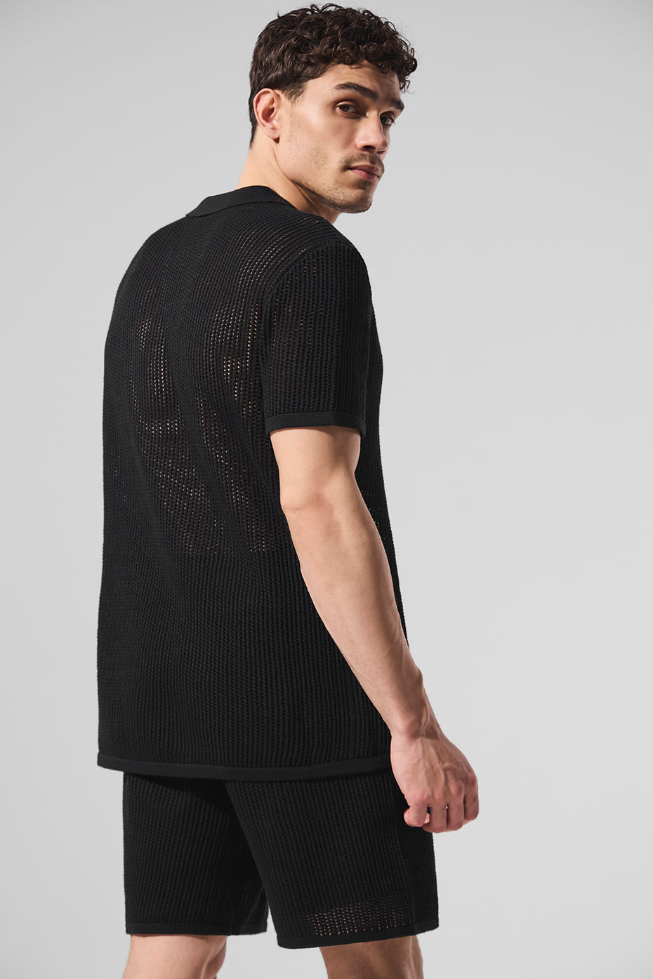 Open-Knit Polo - Black — photo 4