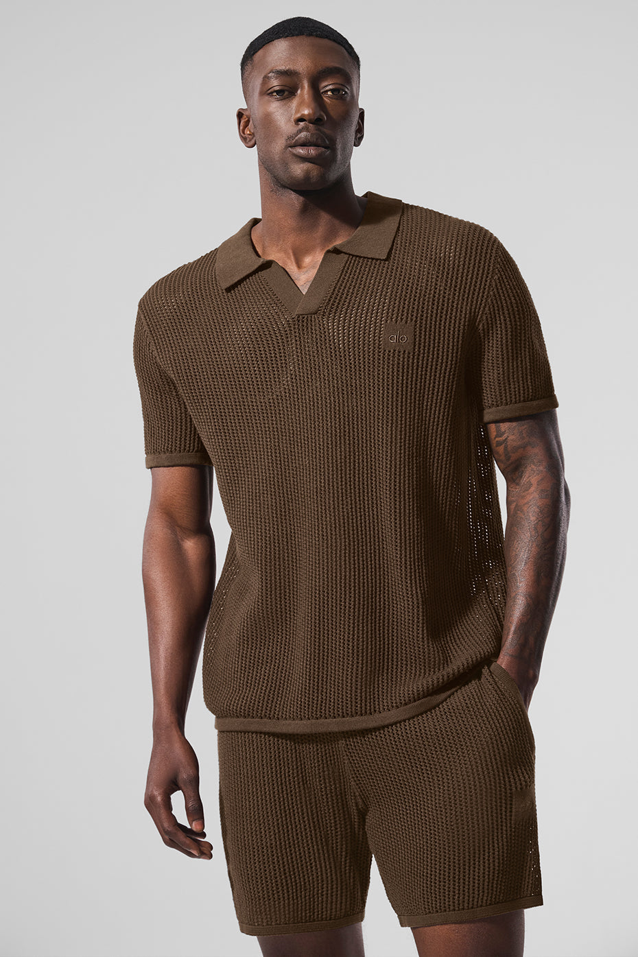 Open-Knit Polo - Espresso — photo 1