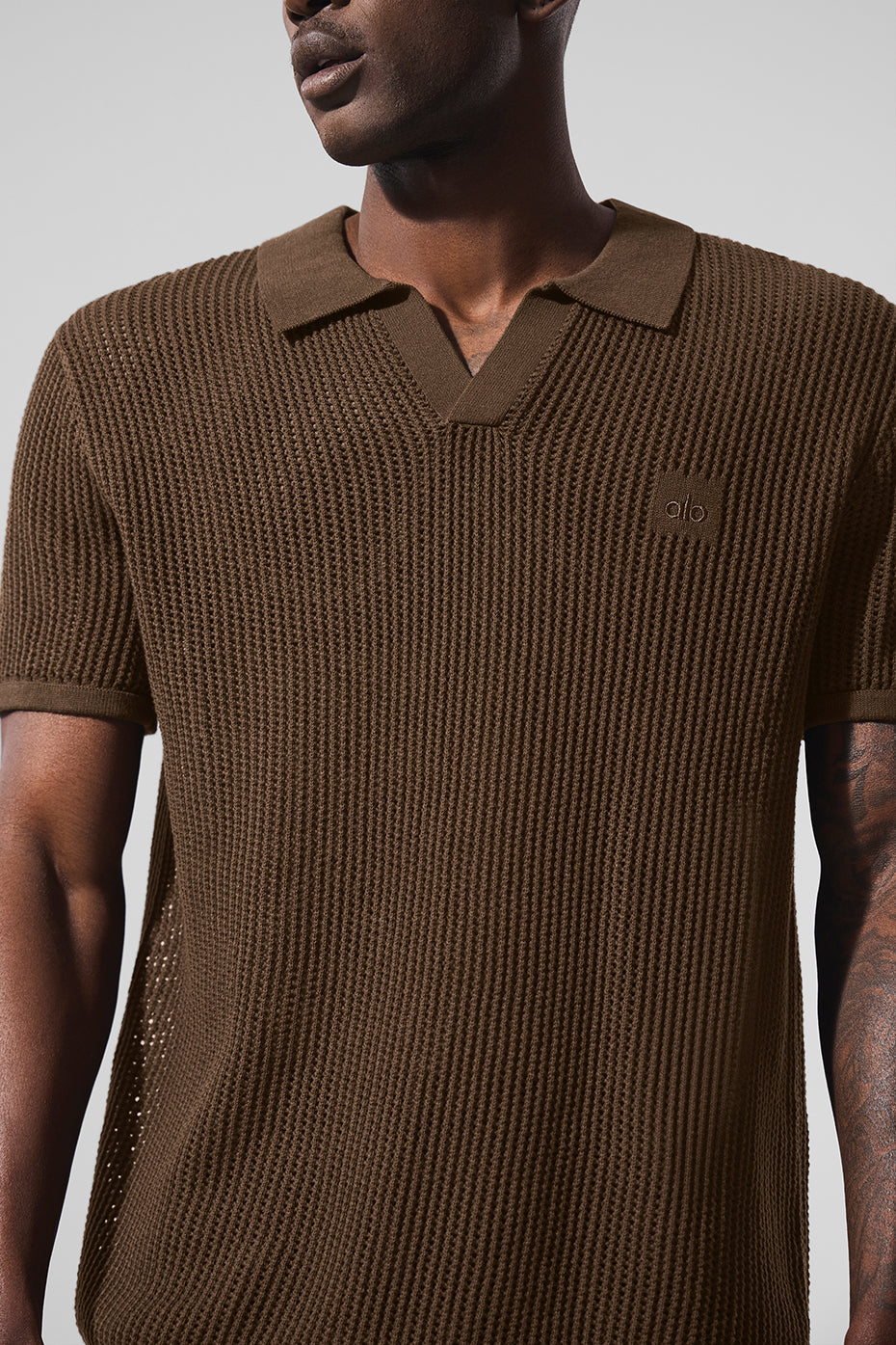 Open-Knit Polo - Espresso — photo 3
