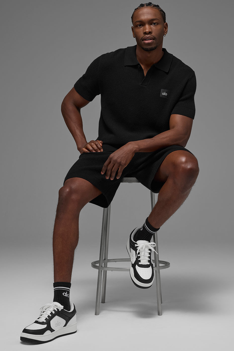 Sports Club Sweater Knit Polo - Black — photo 5