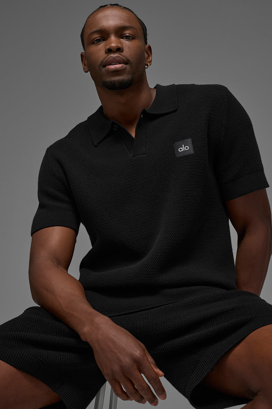 Sports Club Sweater Knit Polo - Black — photo 1