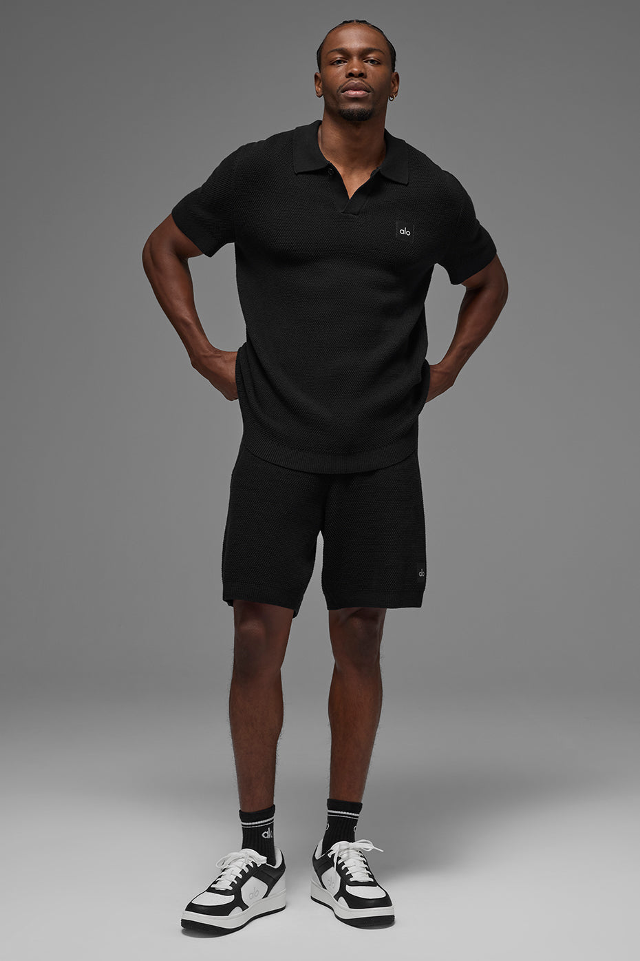 Sports Club Sweater Knit Polo - Black — photo 4