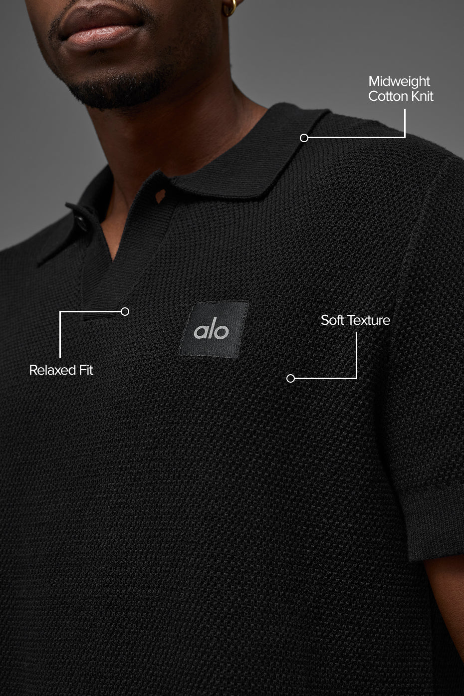 Sports Club Sweater Knit Polo - Black — photo 2