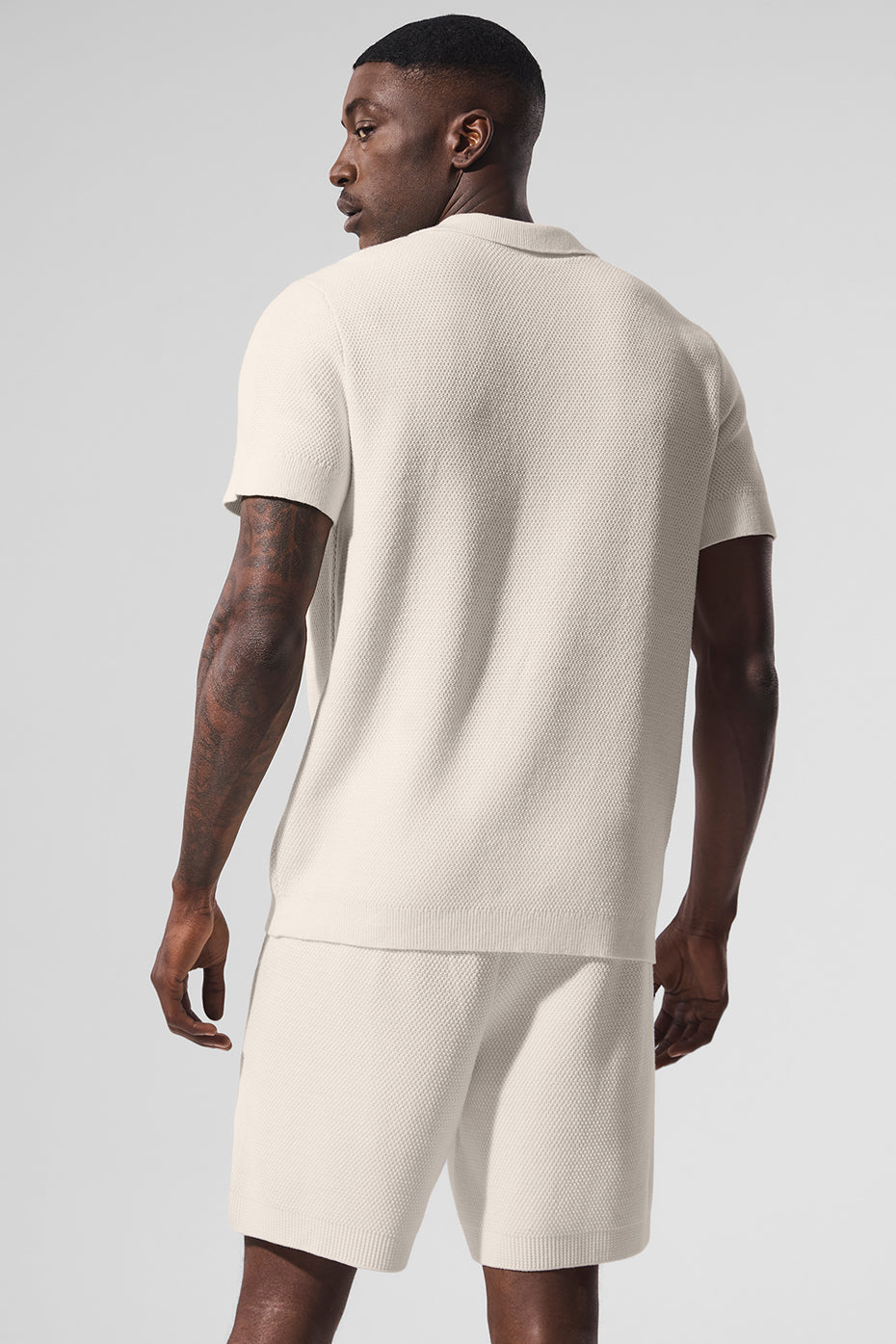 Sports Club Sweater Knit Polo - Ivory — photo 3