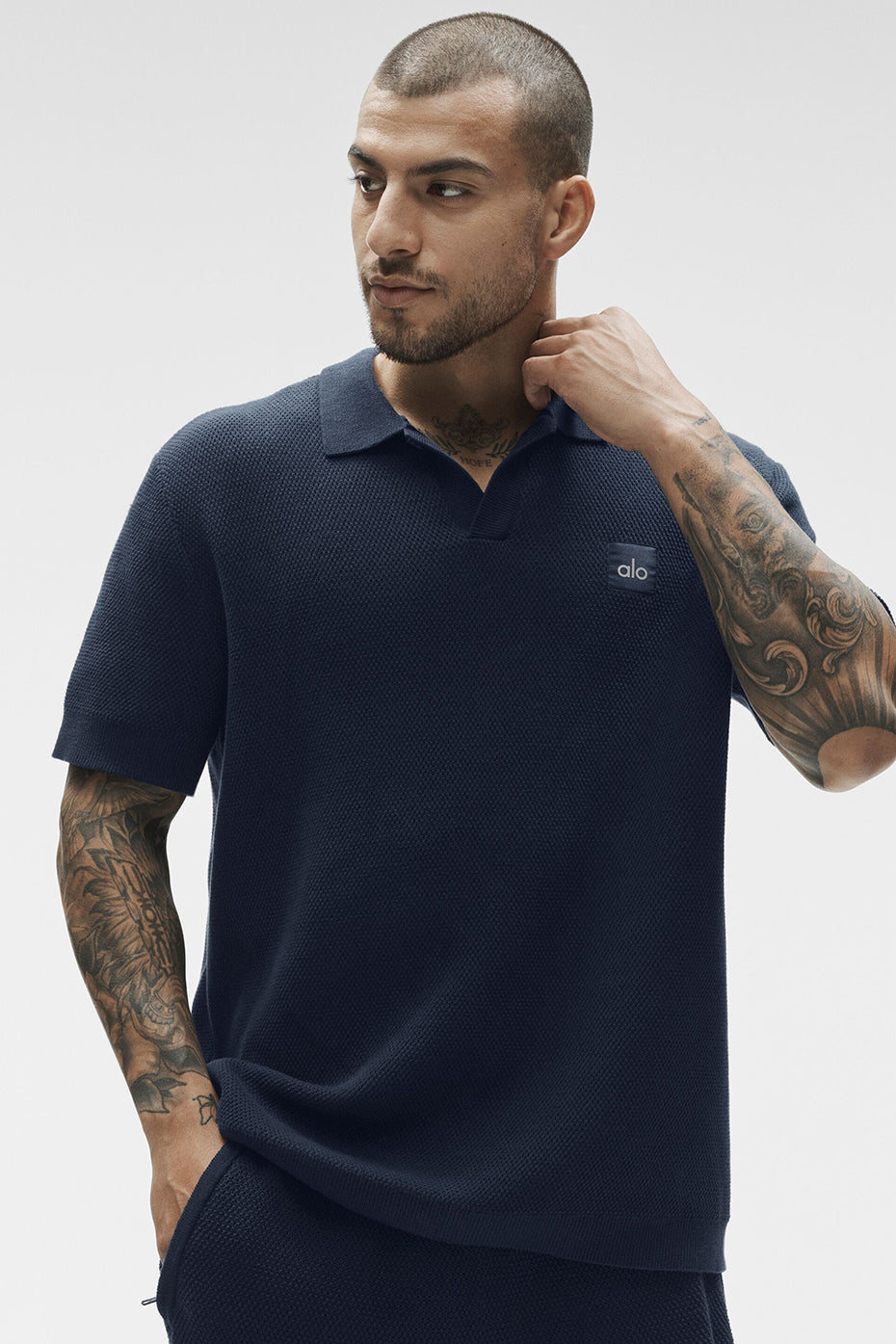 Sports Club Sweater Knit Polo - Navy — photo 4