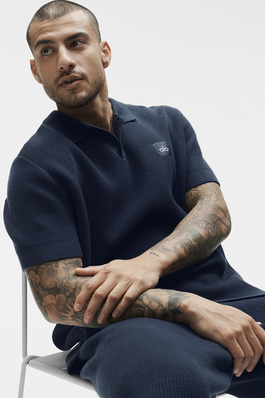 Sports Club Sweater Knit Polo - Navy — photo 3