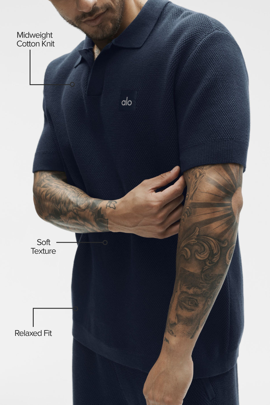 Sports Club Sweater Knit Polo - Navy — photo 2