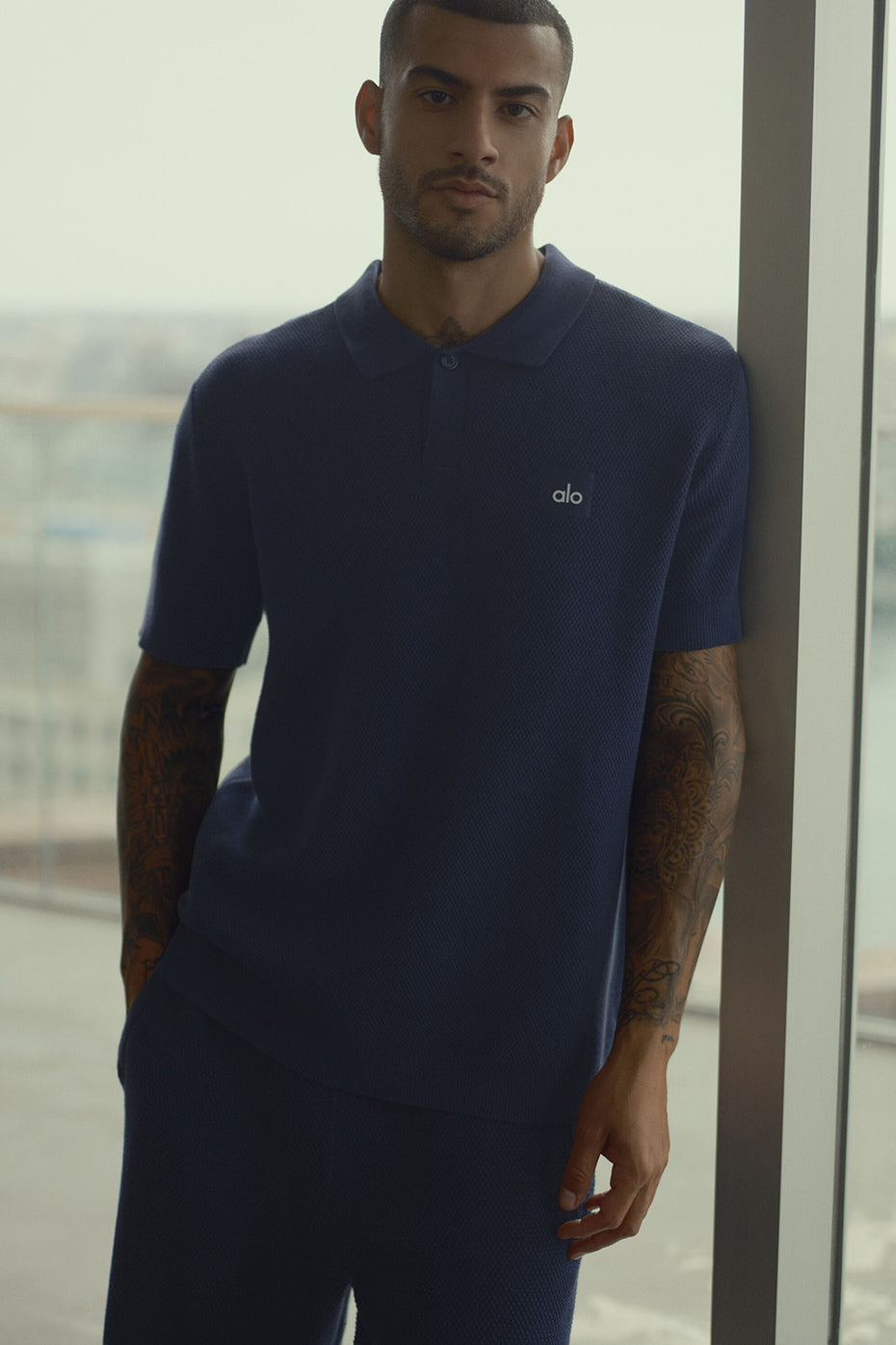 Sports Club Sweater Knit Polo - Navy — photo 1