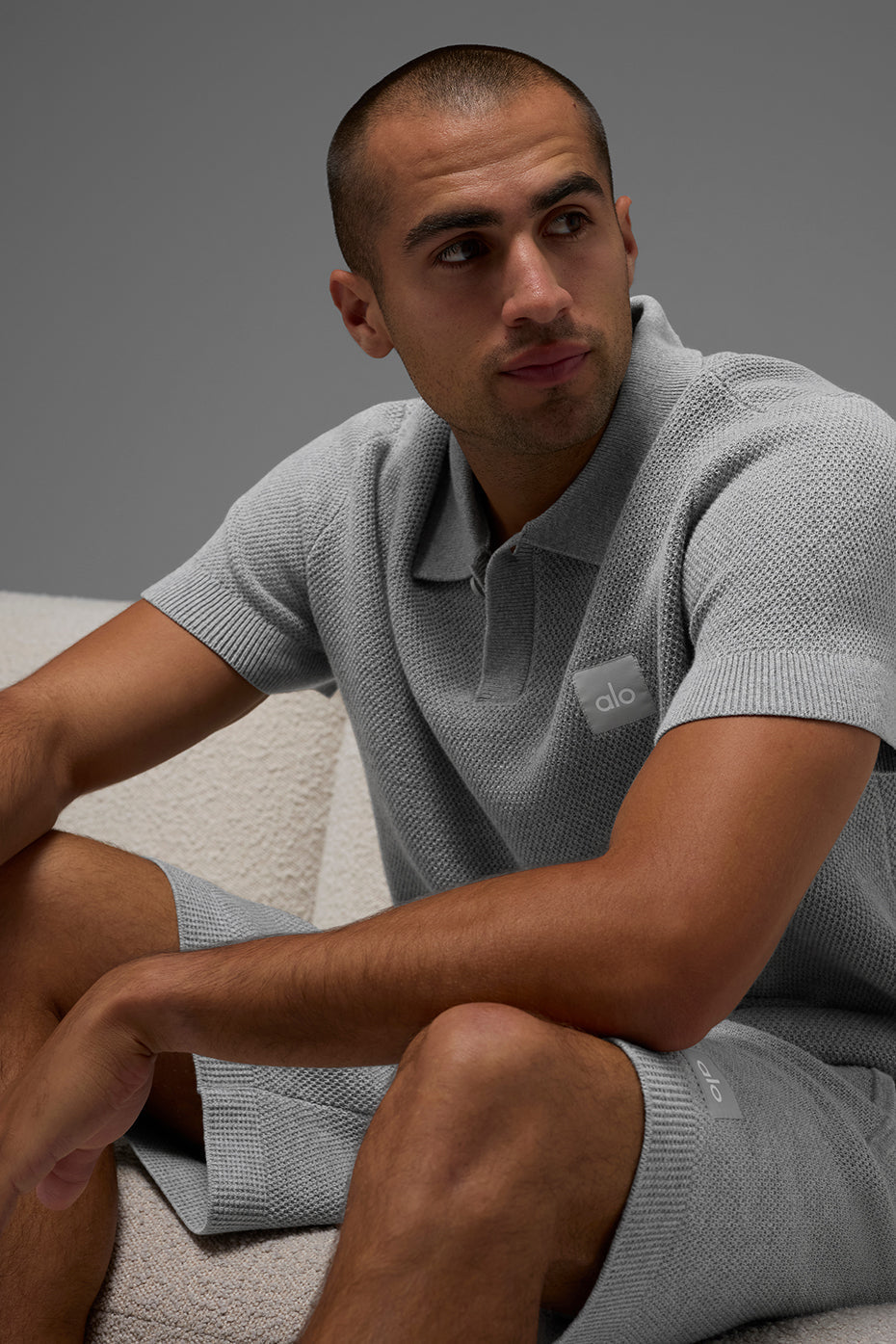 Sports Club Sweater Knit Polo - Athletic Heather Grey — photo 4