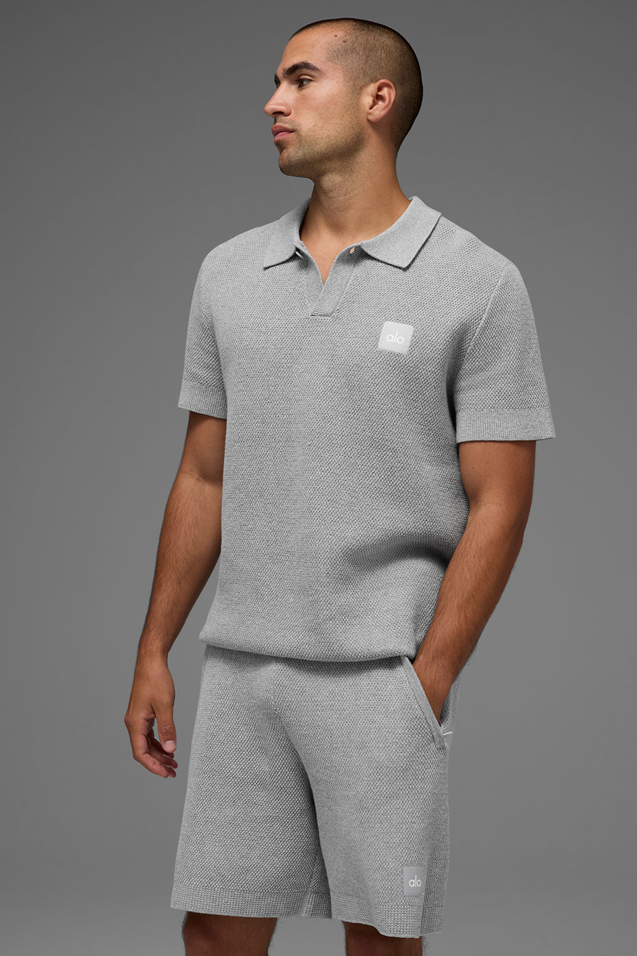 Sports Club Sweater Knit Polo - Athletic Heather Grey — photo 1