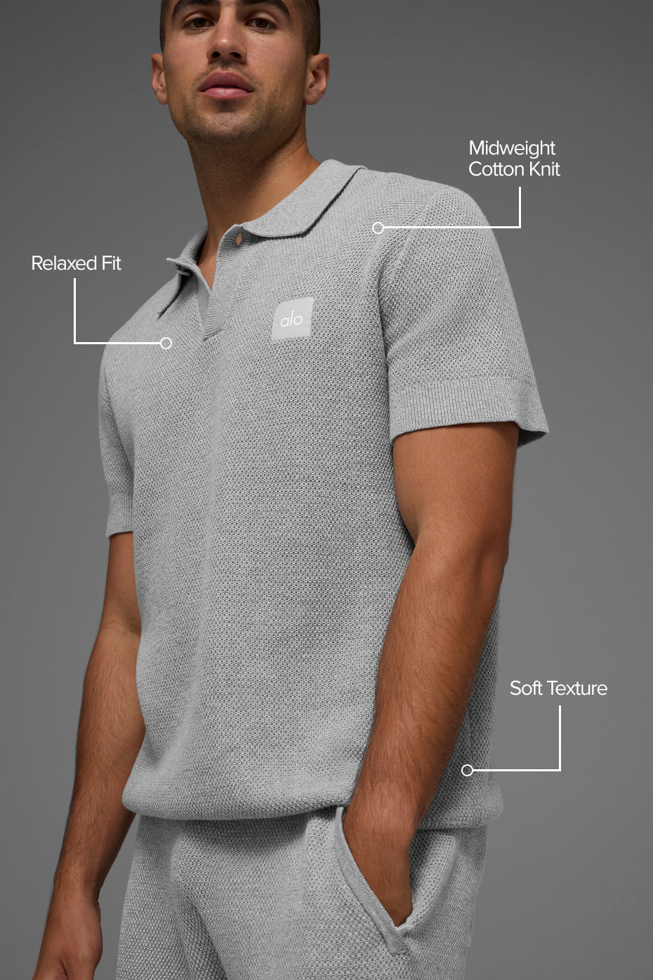 Sports Club Sweater Knit Polo - Athletic Heather Grey — photo 2