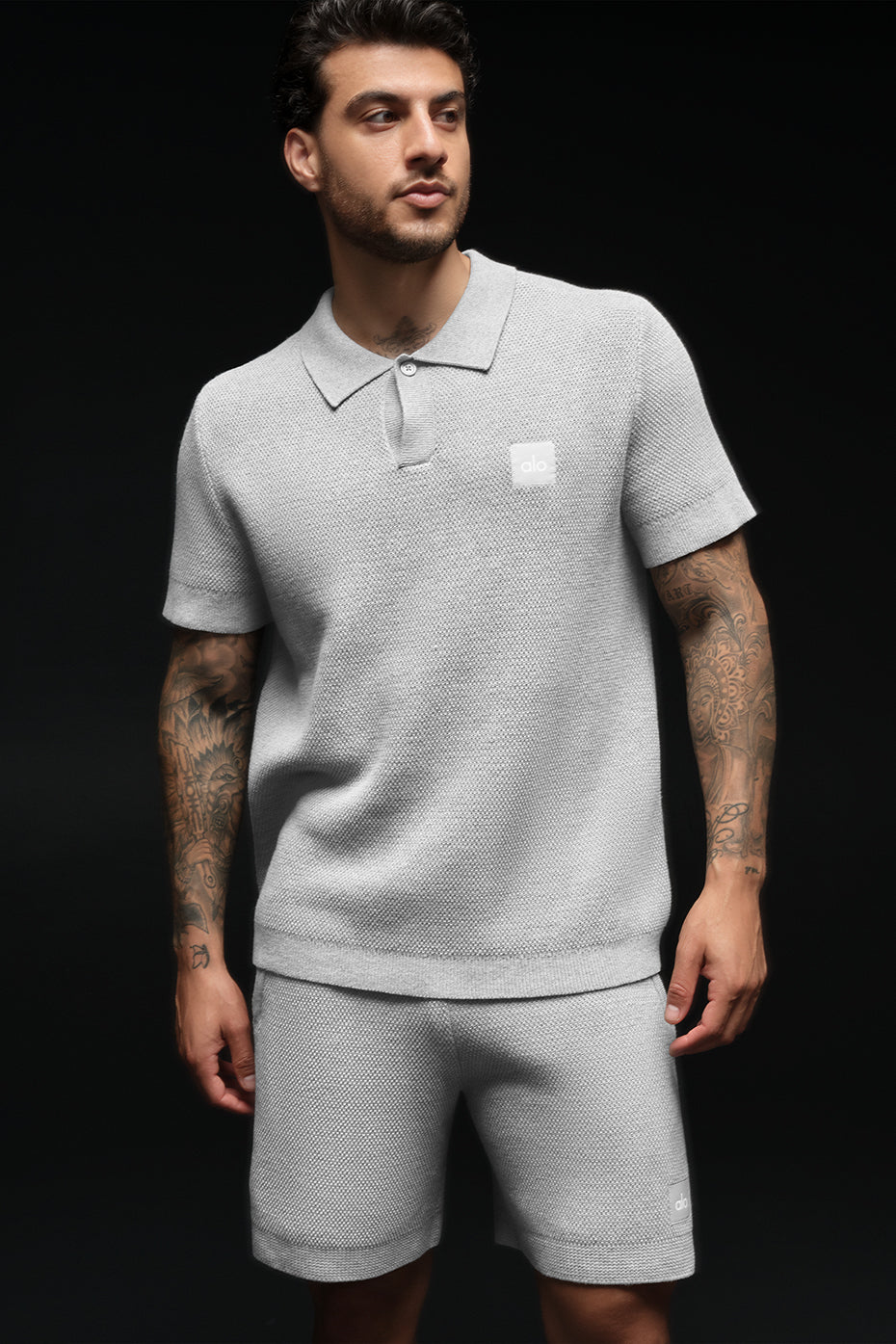 Sports Club Sweater Knit Polo - Athletic Heather Grey — photo 5