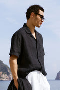 Linen Days Short Sleeve Button Up - Black — photo 1