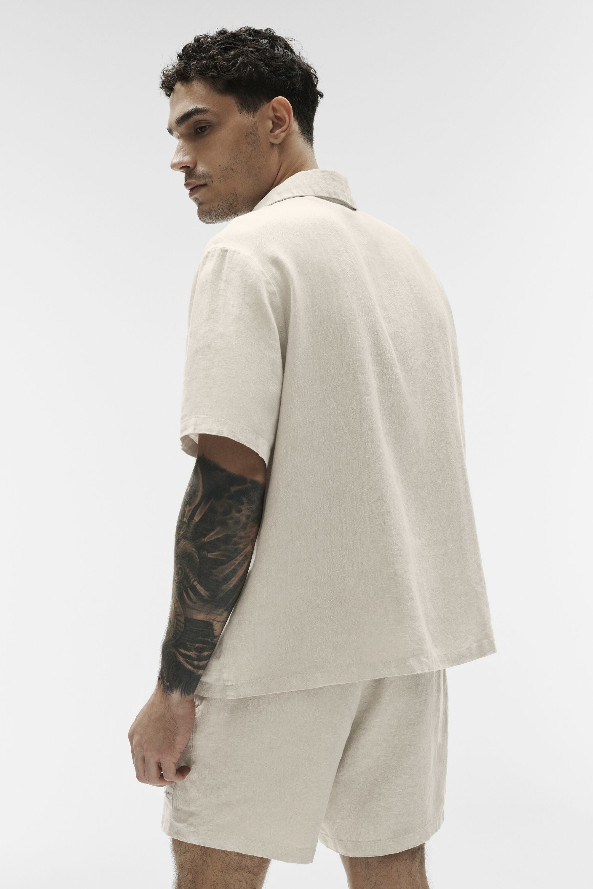 Linen Days Short Sleeve Button Up - Bone — photo 3