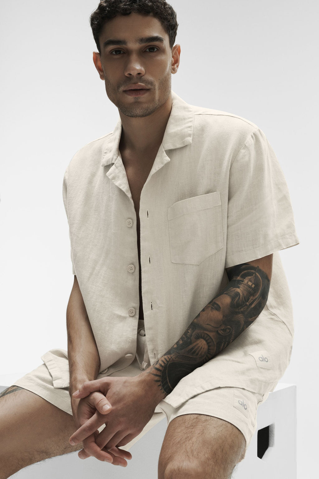 Linen Days Short Sleeve Button Up - Bone — photo 4