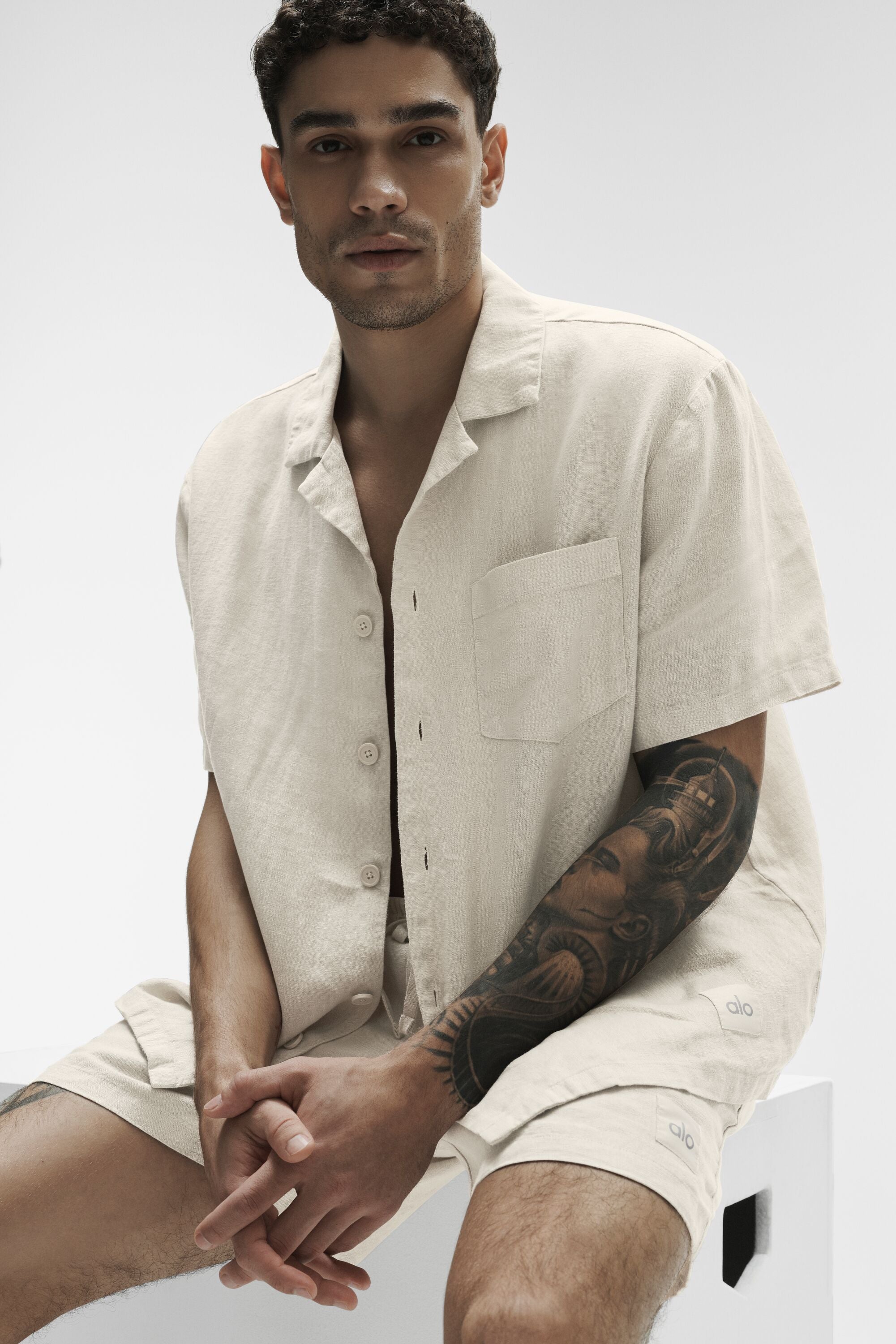 Linen Days Short Sleeve Button Up - Bone — photo 4