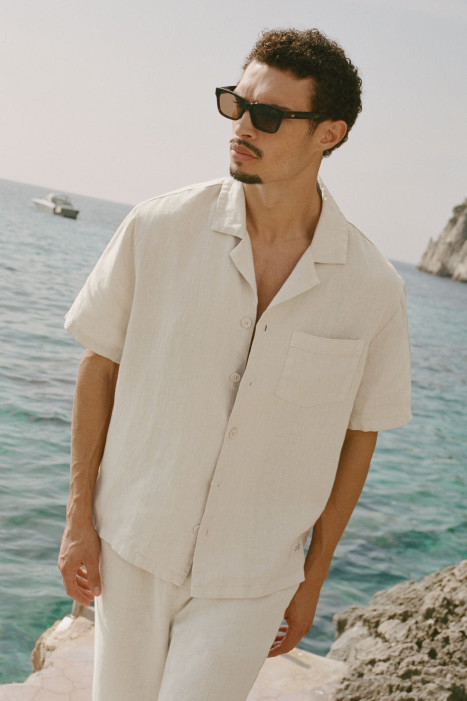 Linen Days Short Sleeve Button Up - Bone — photo 1