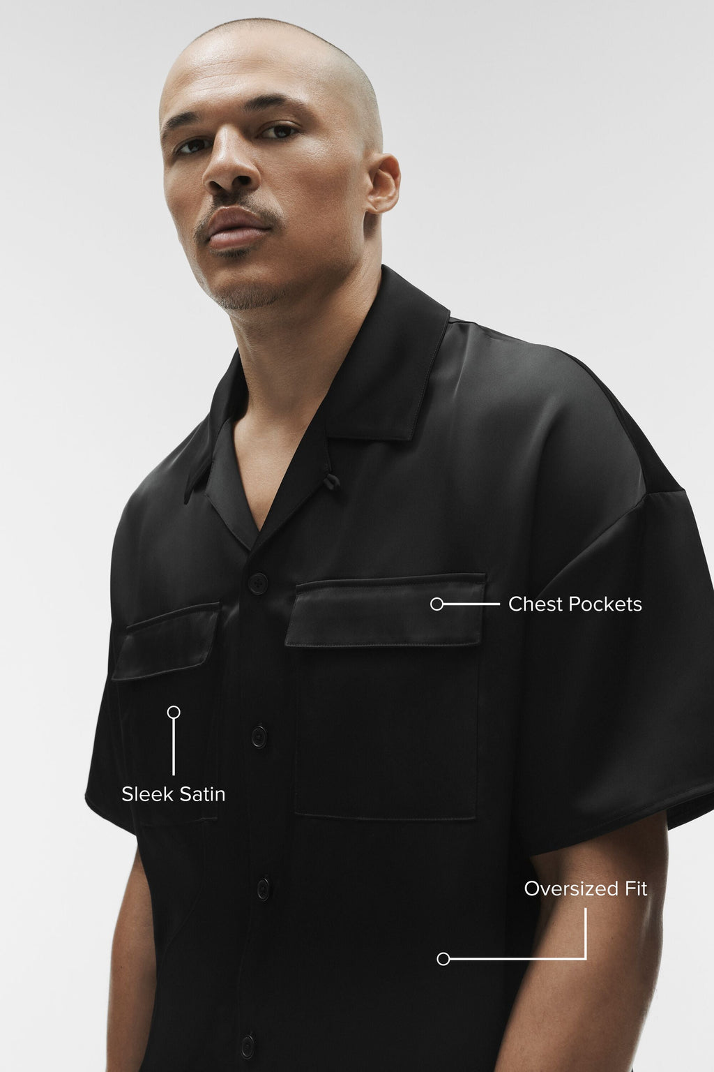 Satin Horizon Short Sleeve Button Up - Black — photo 2