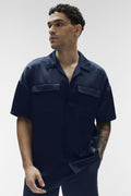 Satin Horizon Short Sleeve Button Up - Navy — photo 1