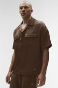 Satin Horizon Short Sleeve Button Up - Espresso — photo 1