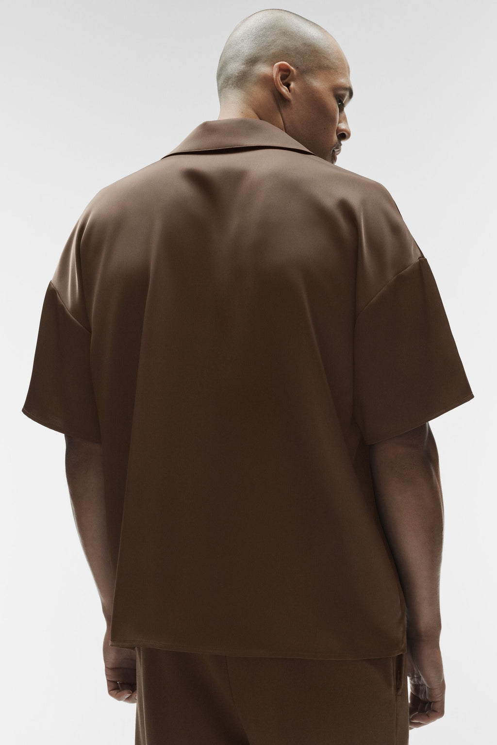 Satin Horizon Short Sleeve Button Up - Espresso — photo 3