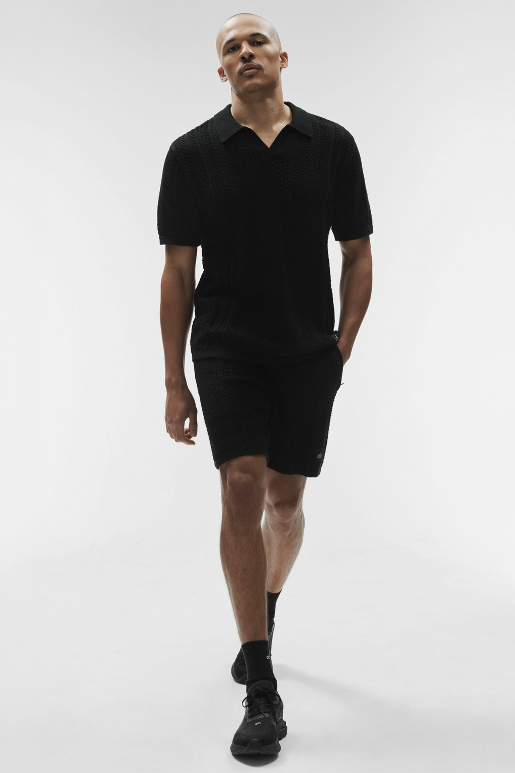 Coastline Knit Short Sleeve Polo - Black — photo 6