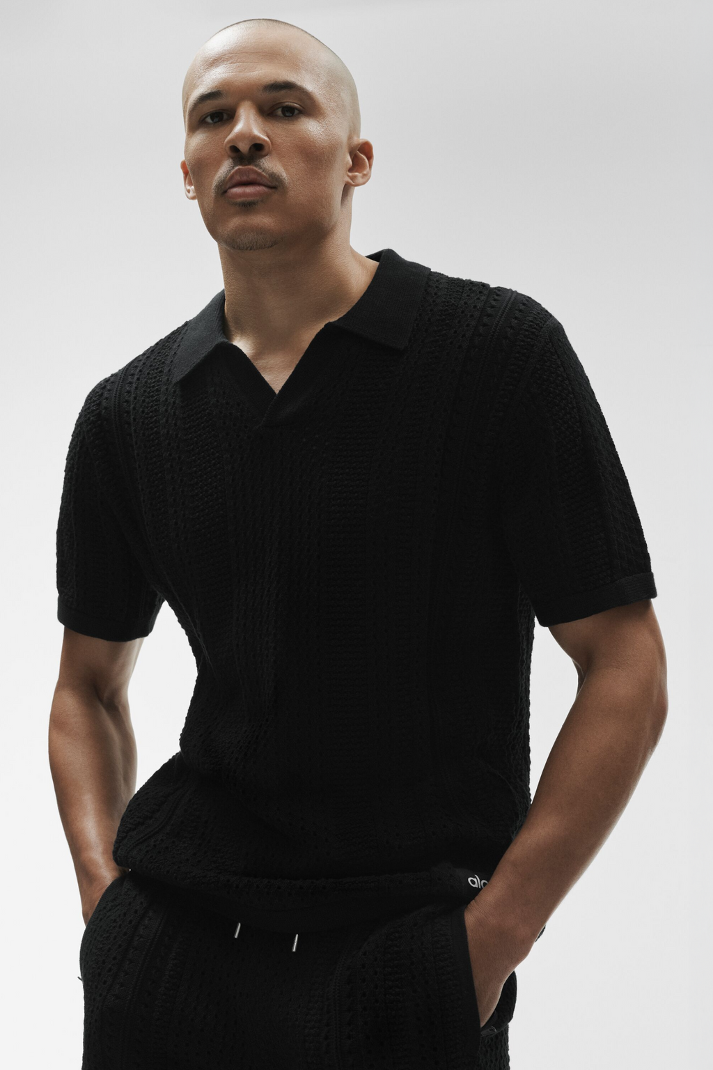 Coastline Knit Short Sleeve Polo - Black — photo 3