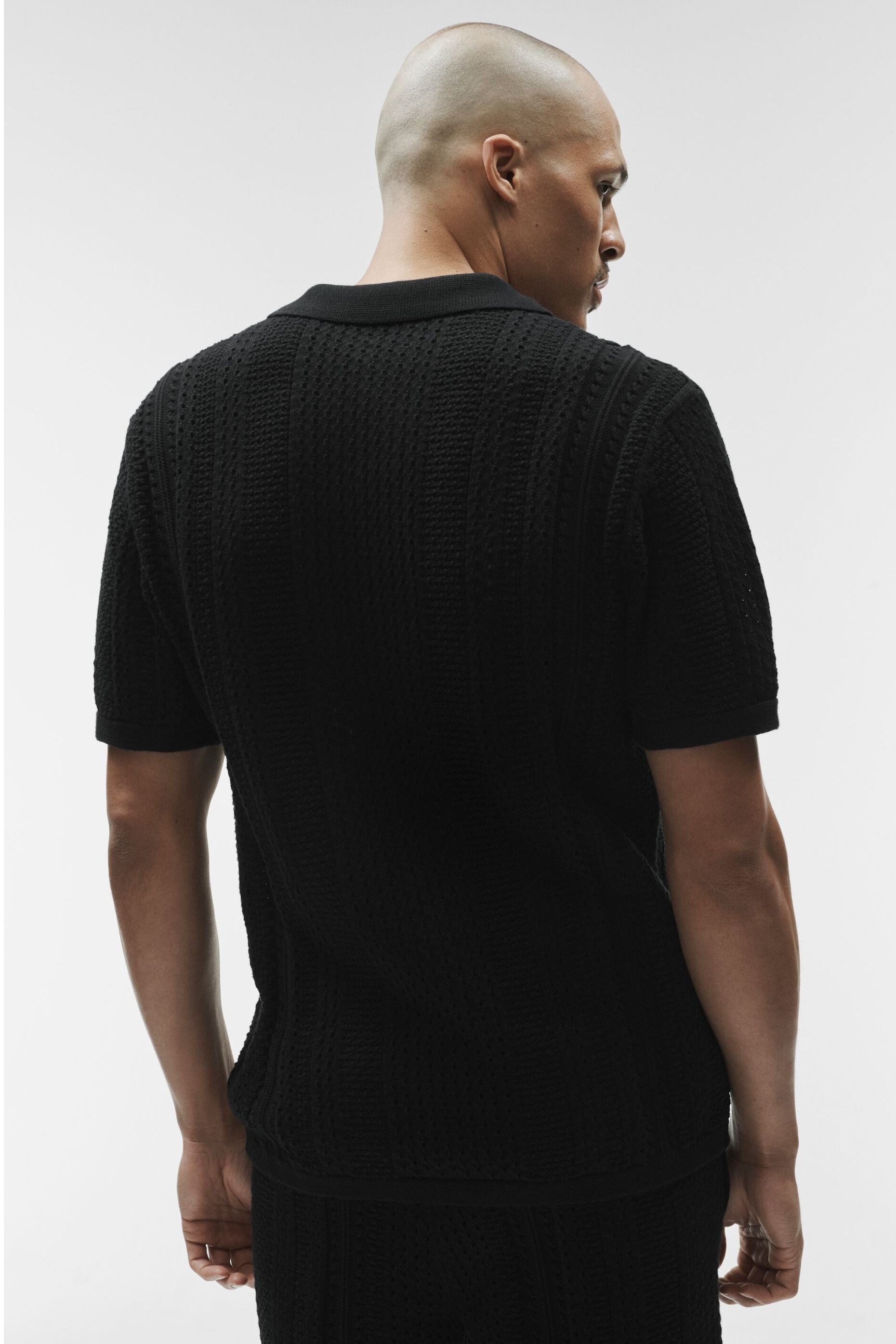 Coastline Knit Short Sleeve Polo - Black — photo 4
