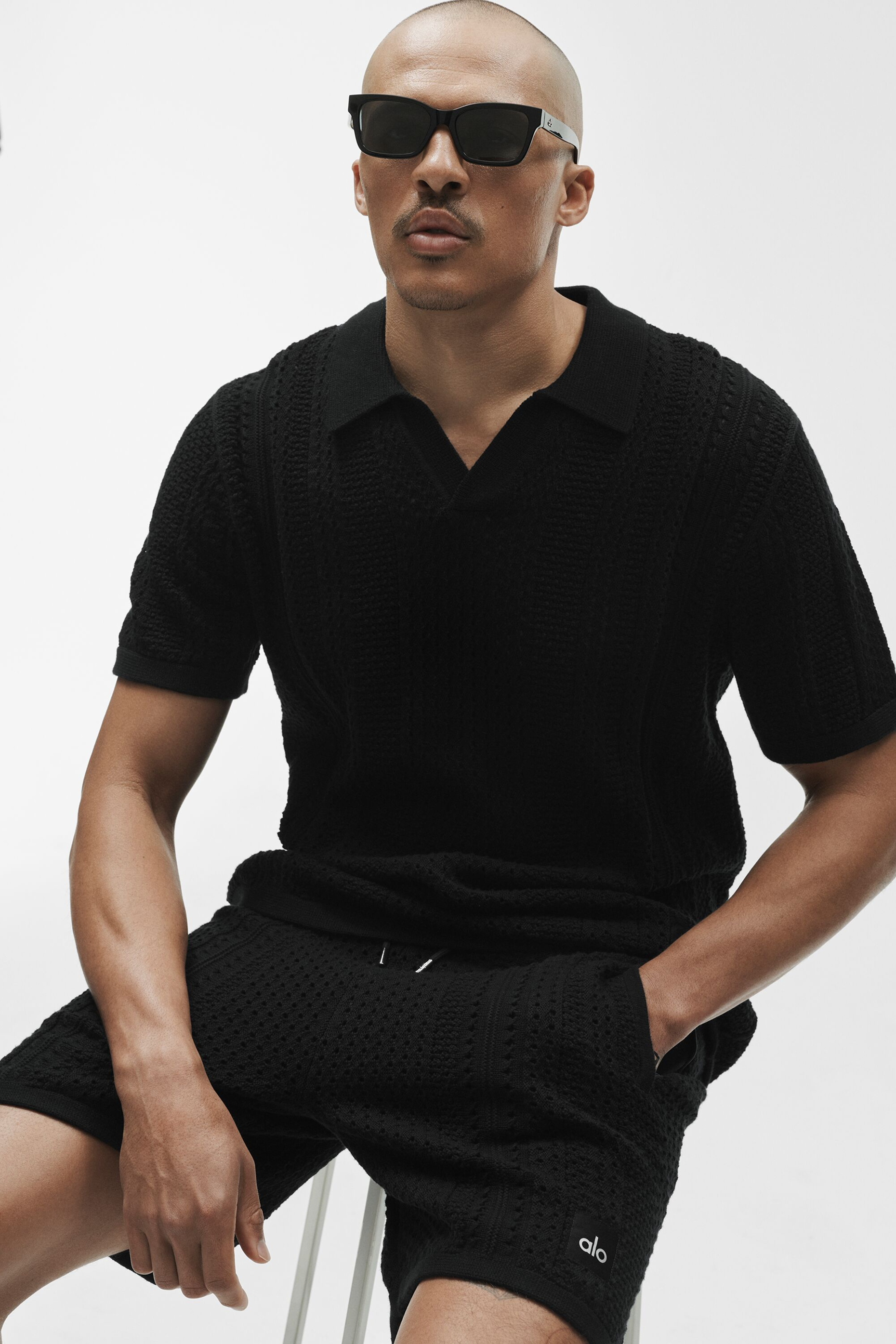 Coastline Knit Short Sleeve Polo - Black — photo 5
