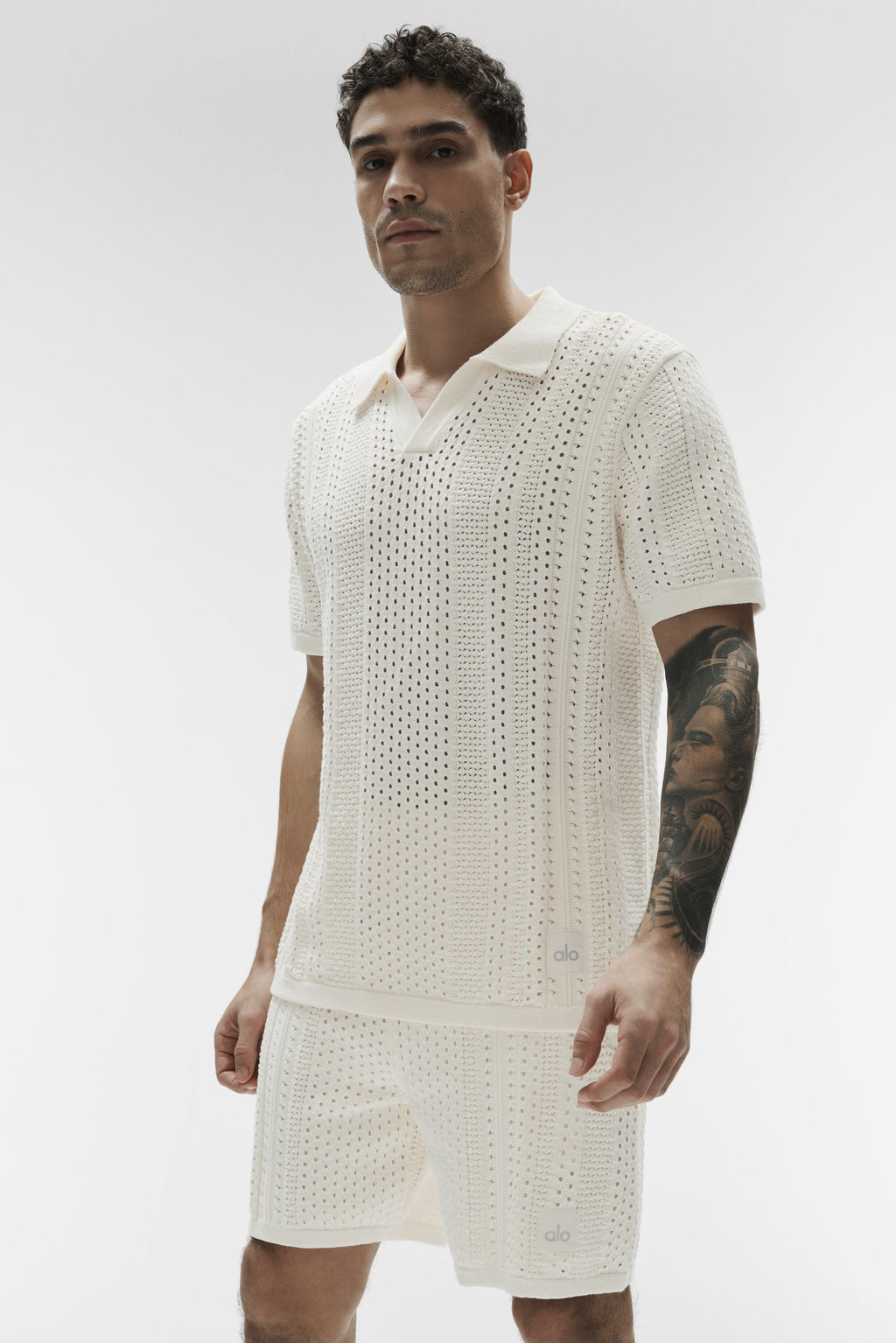 Coastline Knit Short Sleeve Polo - Ivory — photo 3