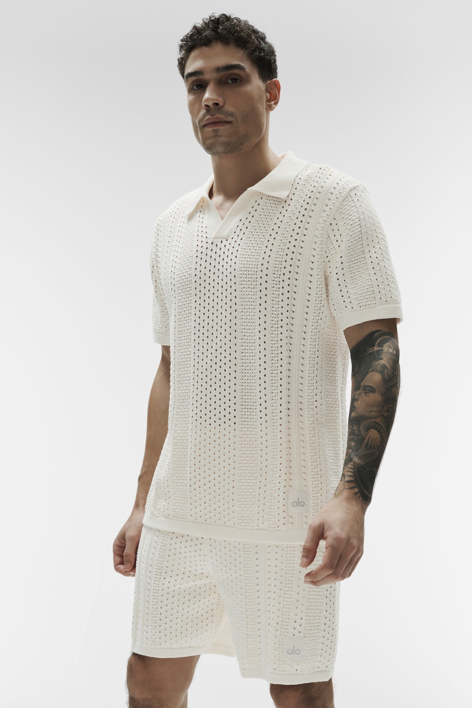 Coastline Knit Short Sleeve Polo - Ivory — photo 3