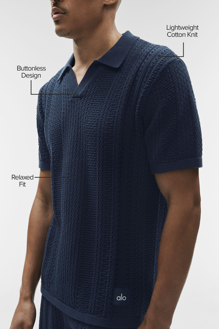 Coastline Knit Short Sleeve Polo - Navy — photo 2