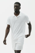 Linen Jersey Coastal Short Sleeve Polo - White — photo 1