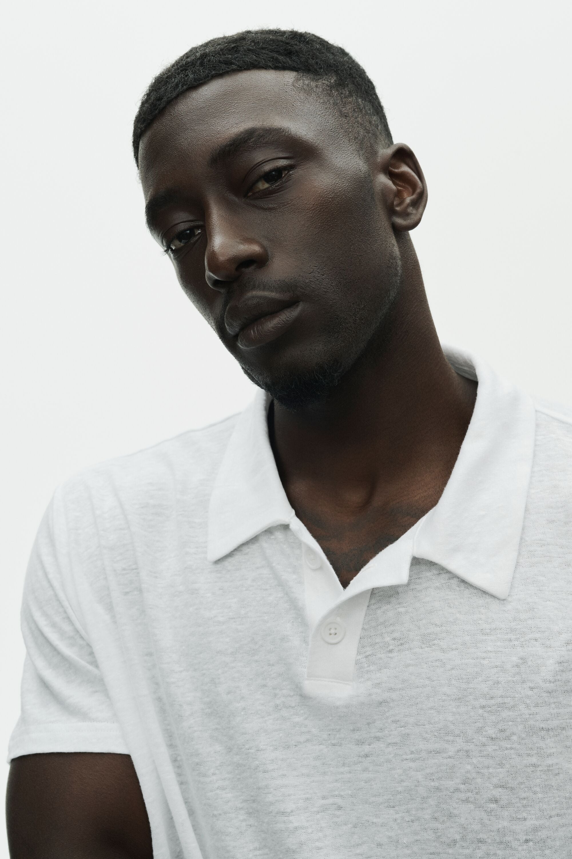Linen Jersey Coastal Short Sleeve Polo - White — photo 4