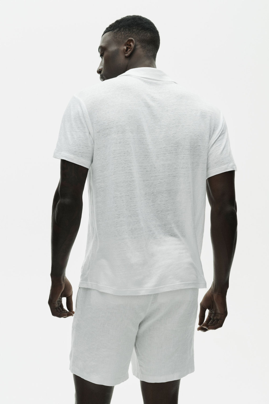Linen Jersey Coastal Short Sleeve Polo - White — photo 3