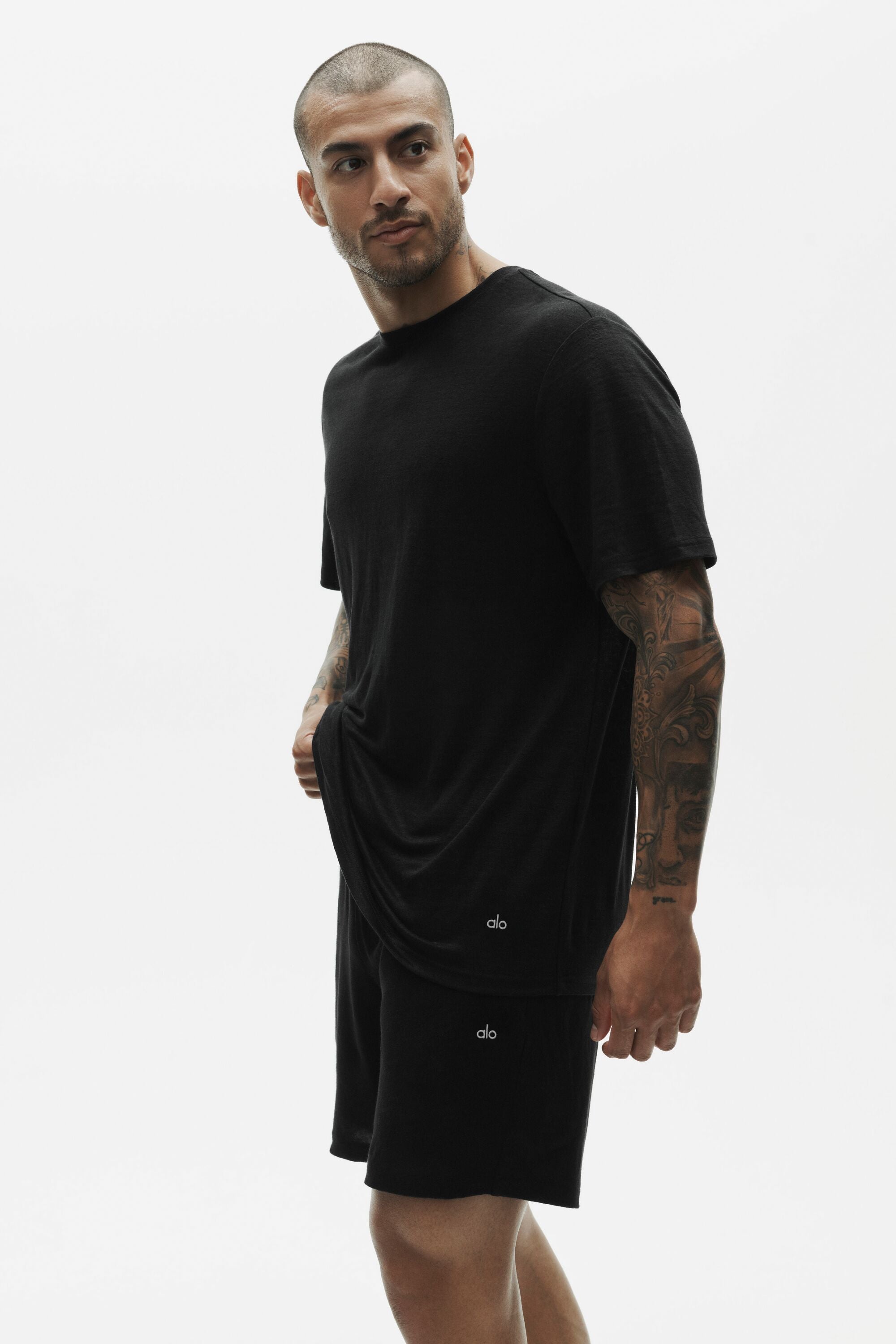 Linen Jersey Coastal Short Sleeve Tee - Black — photo 3