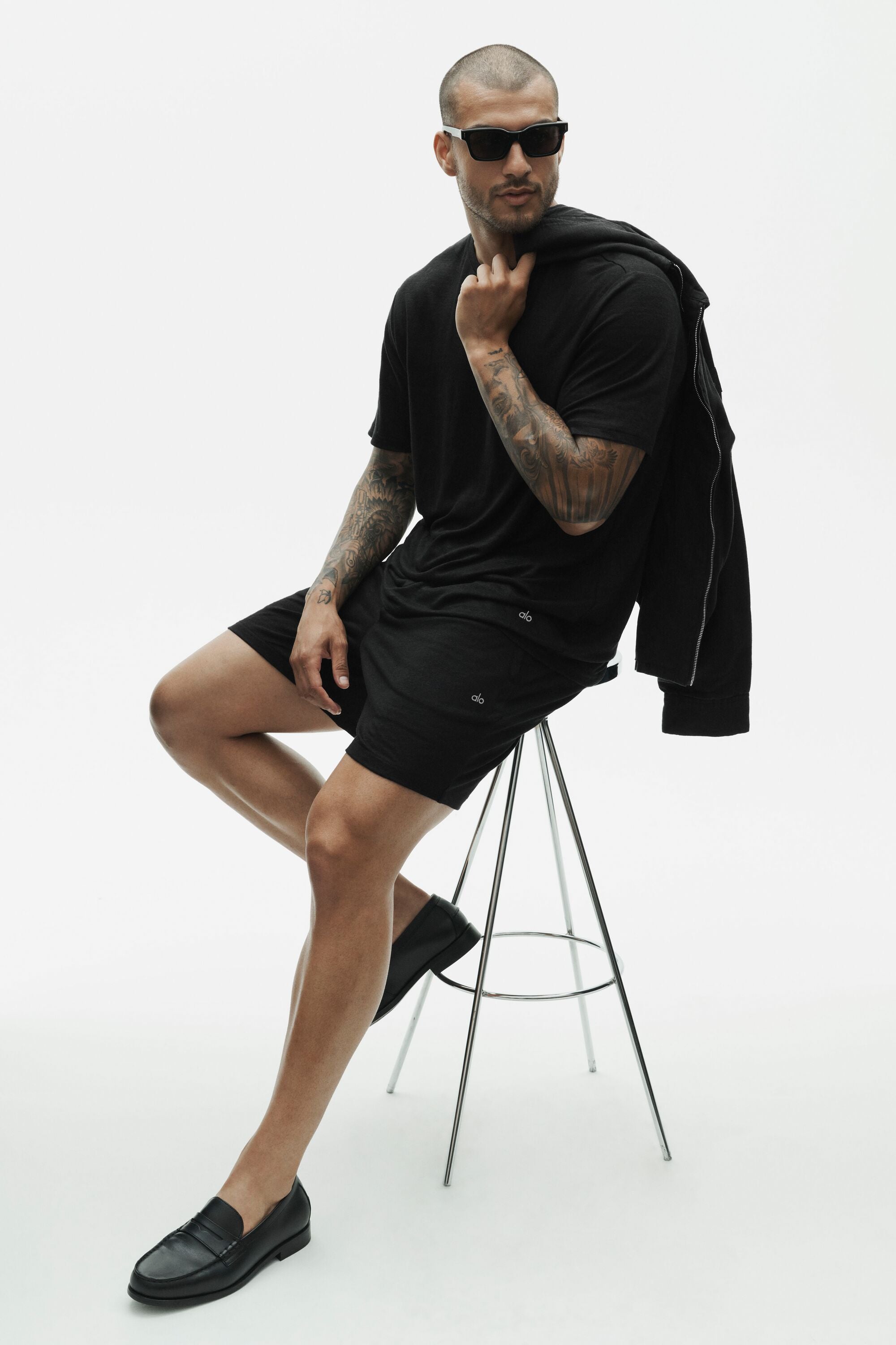 Linen Jersey Coastal Short Sleeve Tee - Black — photo 5