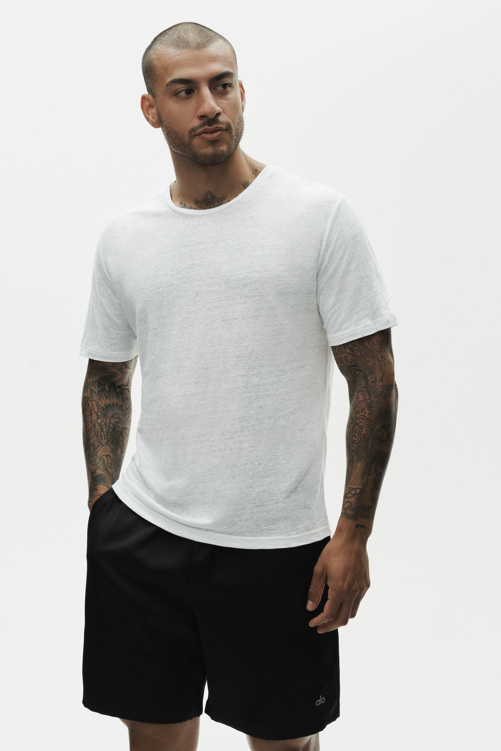 Linen Jersey Coastal Short Sleeve Tee - White — photo 3